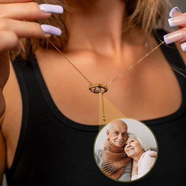 Eye Photo Personalised Necklace - Photo Necklace - Photo Projection Necklace Necklace Gold Brother & Sisters